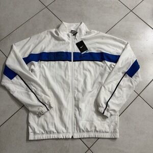 Nike Elite Track Jacket Mens L White Blue Full Zip Windbreaker Basketball NWT
